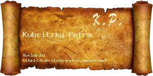 Kubritzky Petra névjegykártya